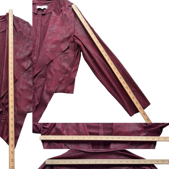 Knox Rose Women XL Burgundy Faux Suede Leather Open Drape Waterfall Front Jacket - Picture 4 of 15